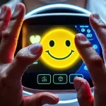 Manos modernas interactúan con una pantalla brillante