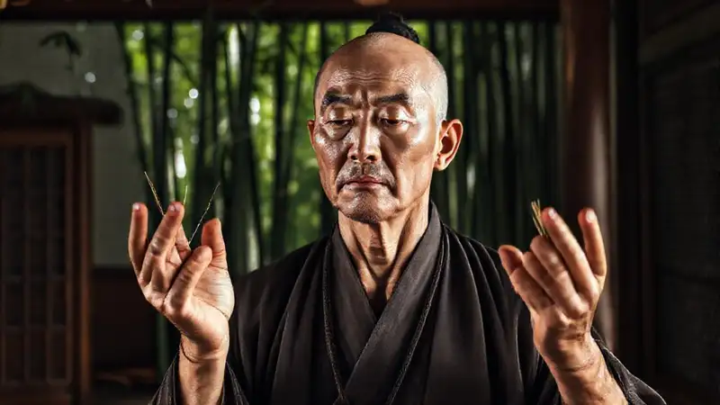 Un anciano chino busca equilibrio con acupuntura