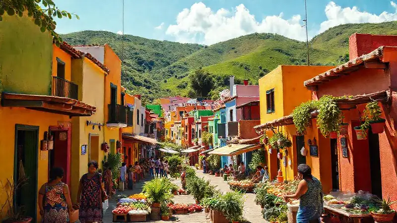 Un pueblo mexicano colorido y alegre