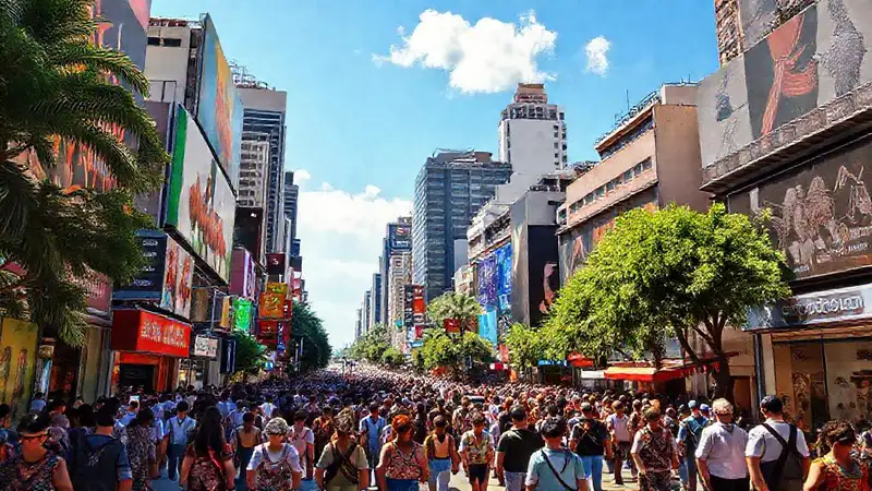 Ciudad mexicana vibrante y colorida
