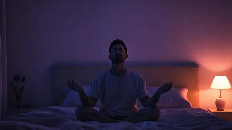 Un hombre tranquilo medita en calma