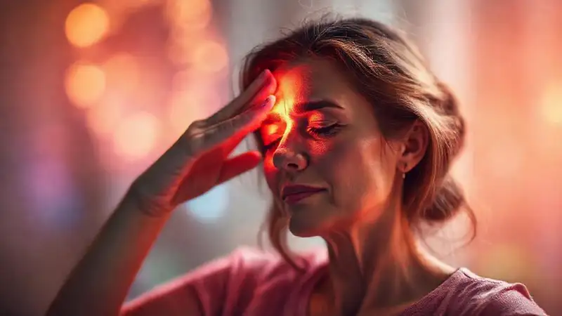 Mujer serena alivia el dolor herbalmente